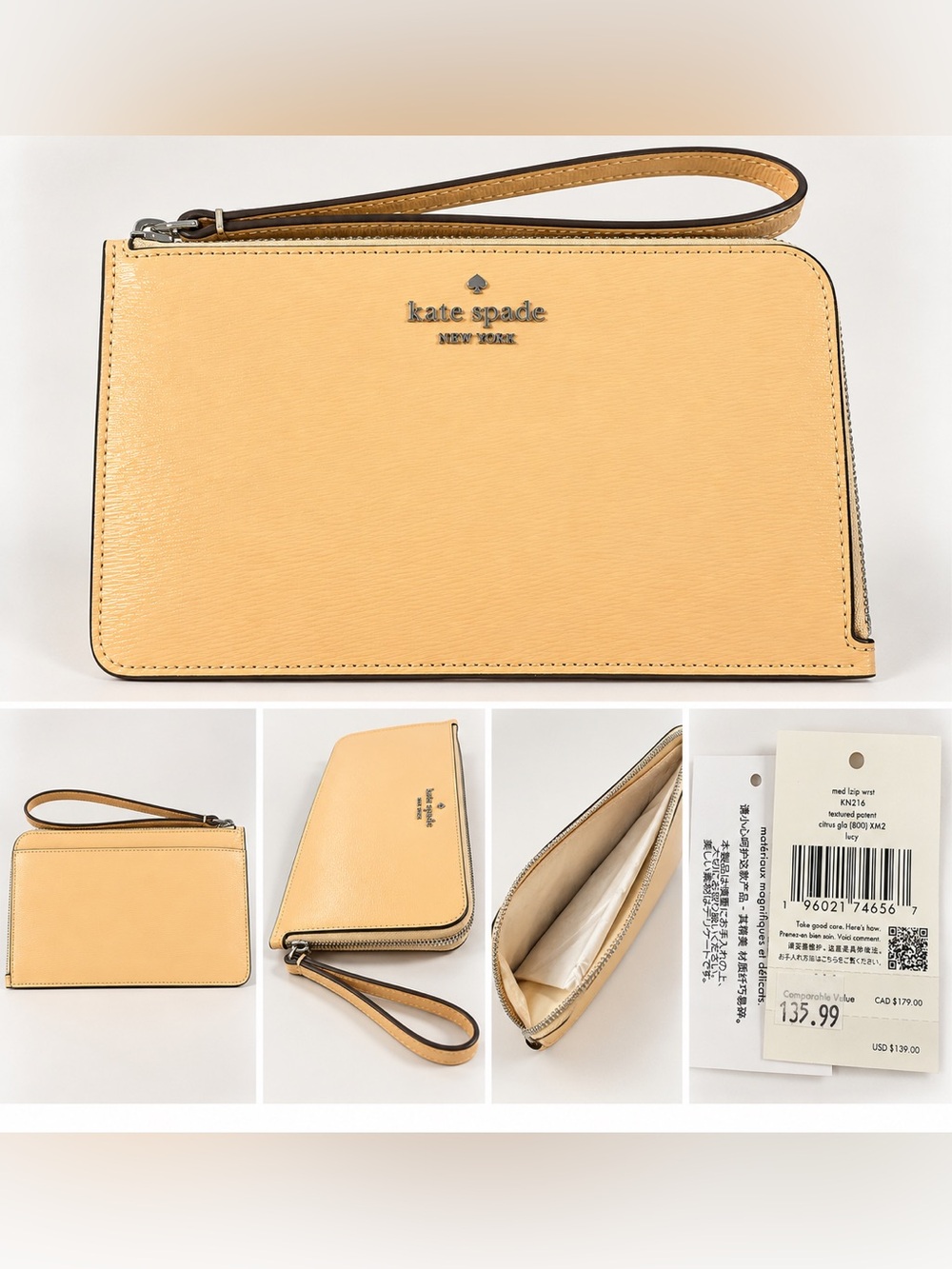 Kate Spade Lucy Leather Wristlet Card & Key Holder NWT
